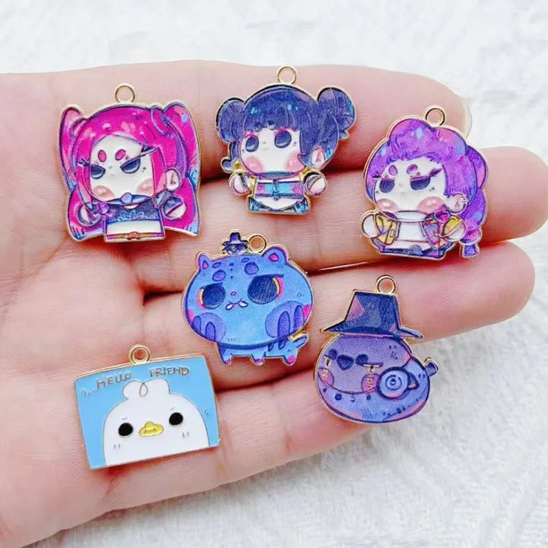 10pcs Cartoon Anime Pendant Oil Drop Alloy DIY Earrings Keychain Pendant Accessories