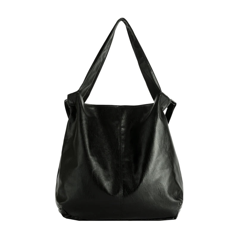 LEFTSIDE Fashion Big Leather Tote Bag for Women 2025 Tend Females Simple Large High Capacity Retro Shoulder Side Bag Handbags