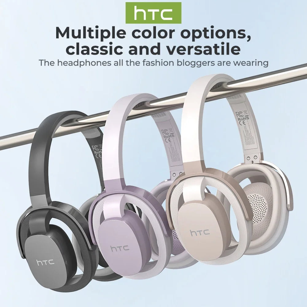 HTC HP07 Bluetooth V6.0 Wireless Open-Ear Headphones Foldable Punchy Bass Headset for PC Laptop phone TV lightweight Hollow Airy