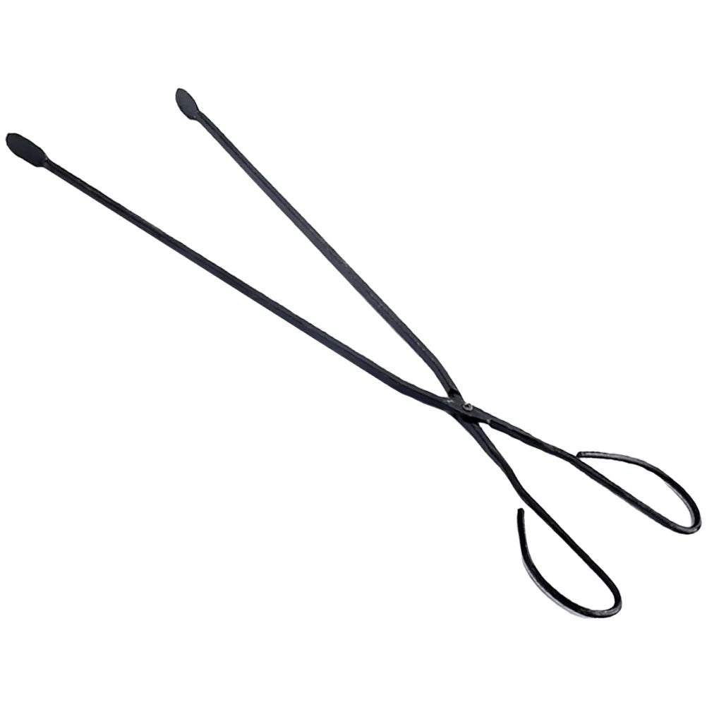 Coal Extended Fire Tongs Campfire Accessories Camping Grey Iron Fireplace Heavy Duty