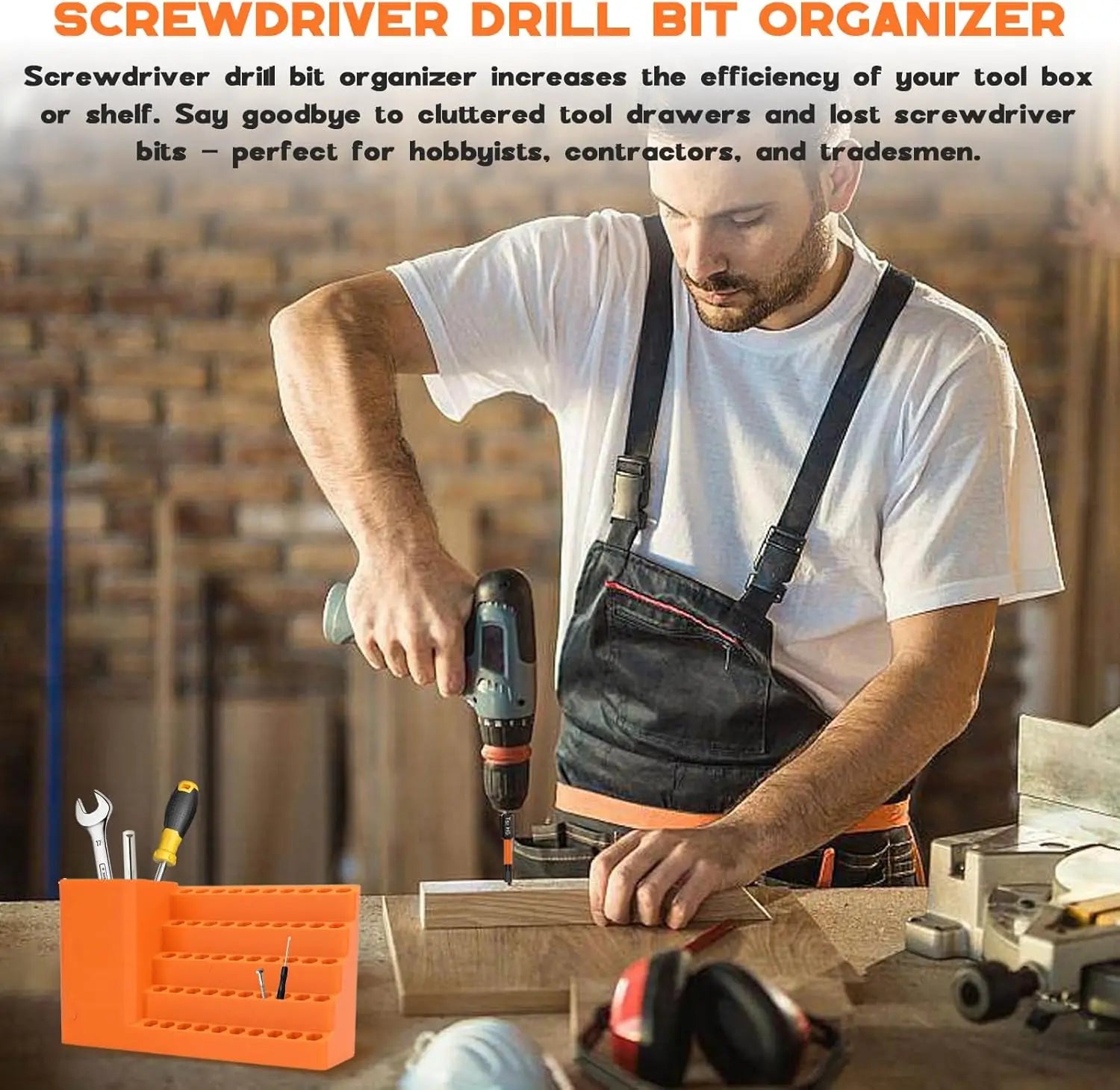 50-Hole Hex Screwdriver Bit Storage Box 1/4 Inch Impact Driver Bit Holder Organizer Durable Tool Box For DIY & Workshop