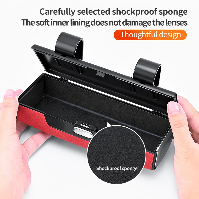 New Car Mounted Glasses Case Universal Sun Visor Sunglasses Holder Storage Box Card Receipt Key Storage Box Car in