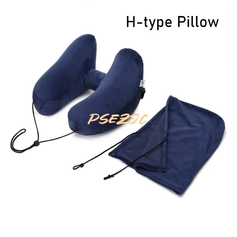 Portable Multi-function Neck Pillow Inflatable H-type Applicable To Outdoor Camping Car Long-distance Travel