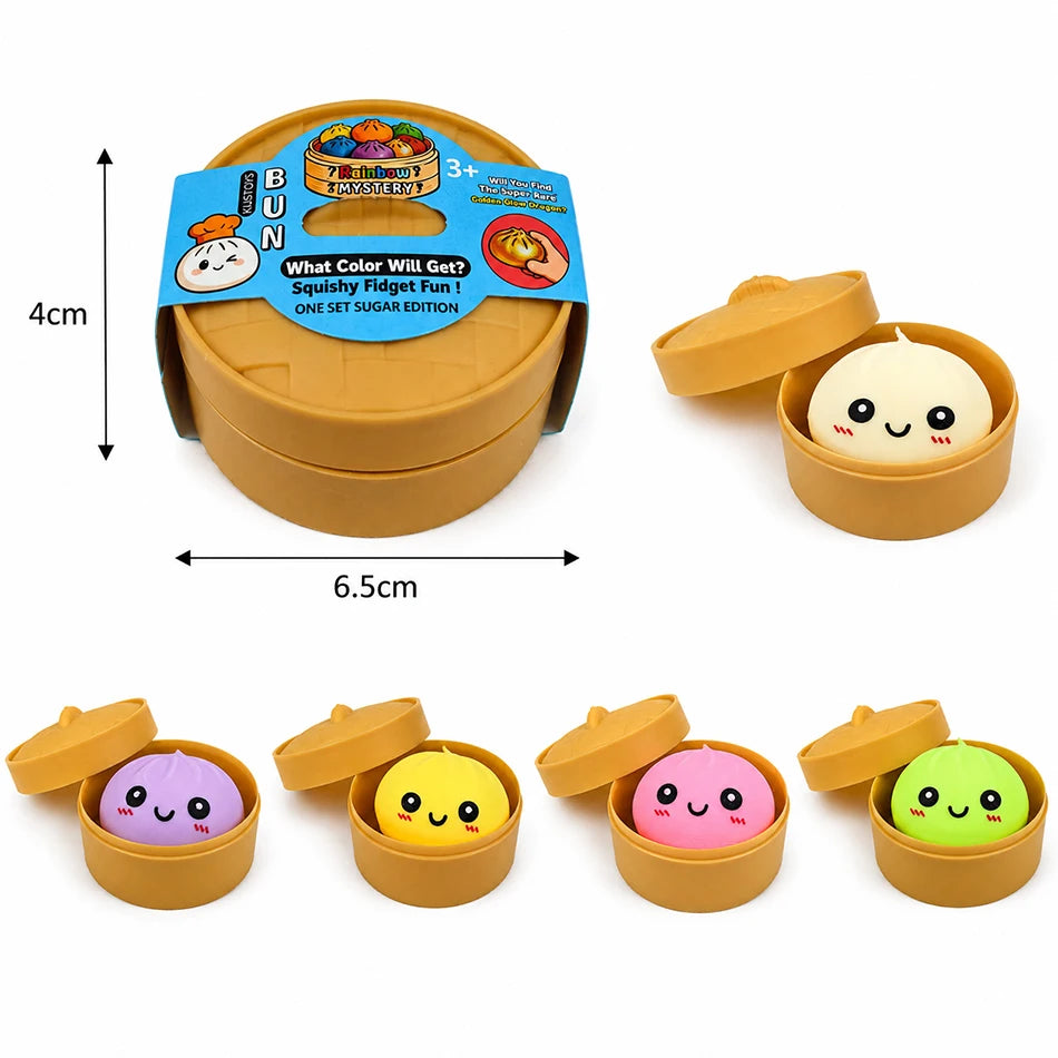 2026 Random 1-6pcs Blind Box Colorful Simulated Steamed Bun Squishy with Box Dumplings Sensory Squeeze Toy for Stress Relief