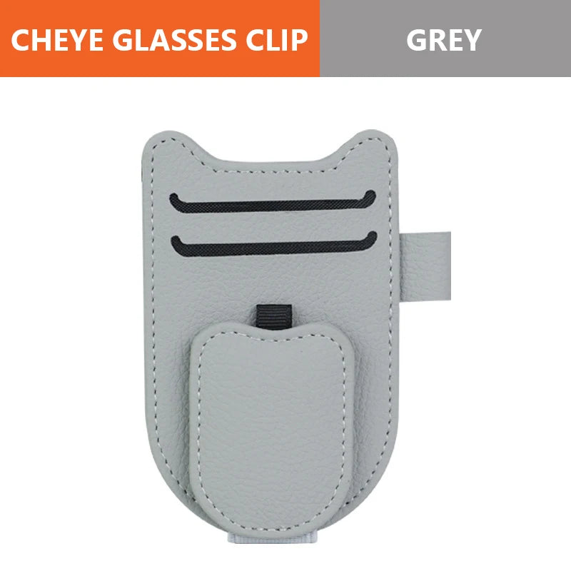 Car Sun Visor Glasses Holder Magnetic Eyeglasses Hanger Clip Luxury Leatherette Car Sunglasses Holder Mount Universal