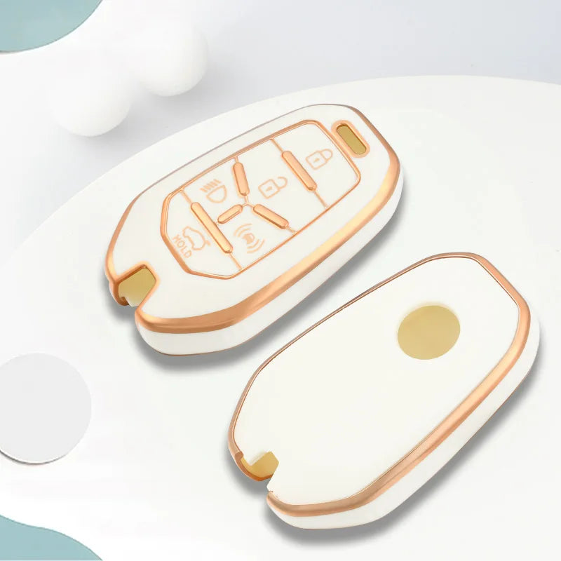 New Car Remote Key Case Cover Protector For Ssangyong Rexton Y400 Y450 G4 2021 2022 Holder TPU Shell Fob Accessories 5 Buttons