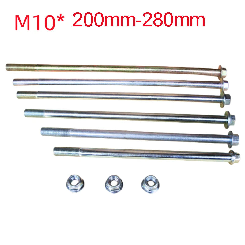 M10x200mm/210mm/220mm/230mm/240mm/250mm/260mm/280mm Wheel Axle Bolt 10mm Metal Stud Hardware for Motorcycle E-Bike Scooter ATV