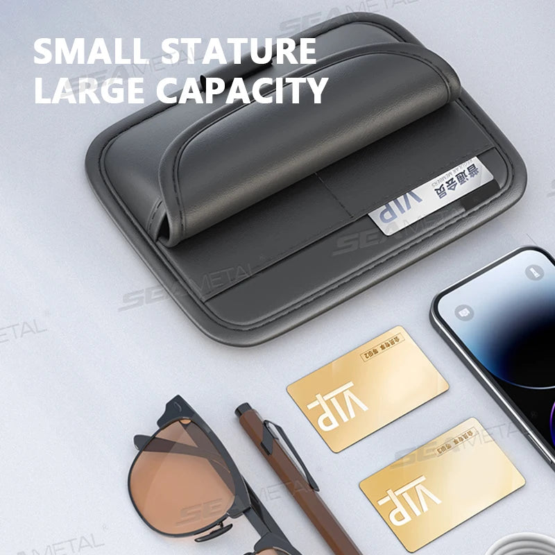 BLALION Car Sun Visor Glasses Case Premium PU Auto Sun Visor Card Organizer Wear-resistant Eyewear Protection Box Scratch-Free