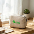 Customised Embroidery/Standard Style 2 Options, High-Look Striped Clutch, Large Capacity Makeup Bag, Back-to-School Season! Gift