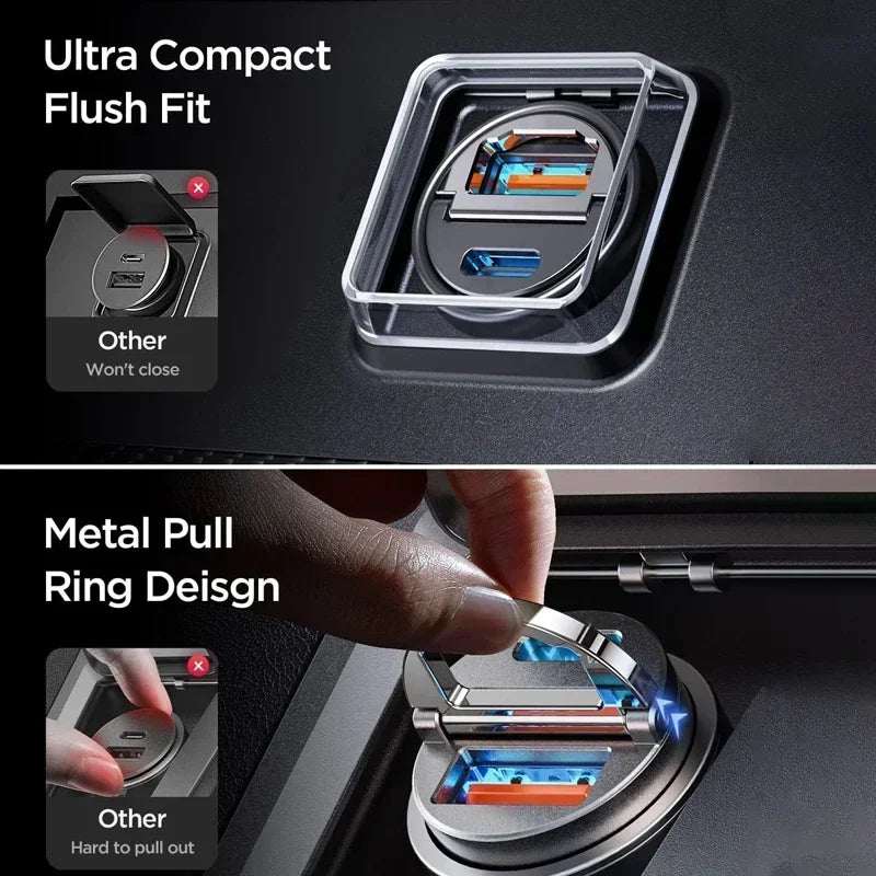 New Mini 100W Car Charger Type C Dual USB Fast Charging iphone 15 pro max Samsung Huawei Xiaomi Socket Cigarette Lighter Charger