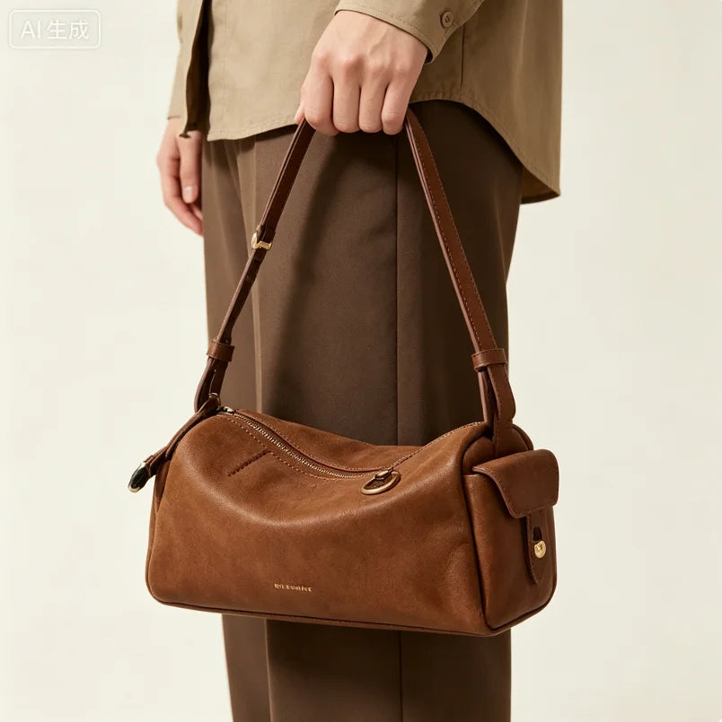 New 2026 Simplified Leather Camera Bag Crossbody Shoulder Bag Soft Simple Style High Quality Leather Goods for Daily Use Handbag