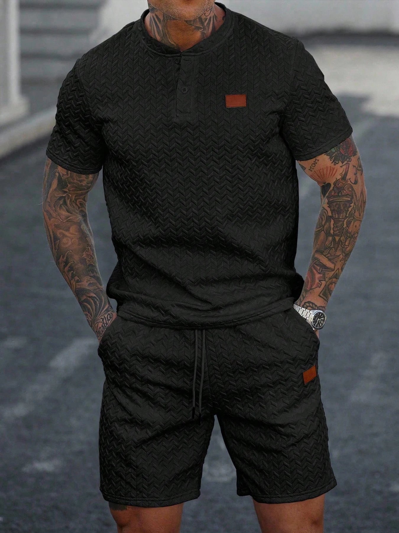 New Summer Casual Sports Shorts: Featuring a knitted, slightly stretchy jacquard design, these solid-color shorts offer a simple