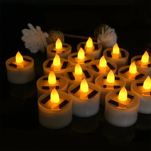 1-10PC Solar Tea Light Led Candles Flameless Outdoor Waterproof Solar Tea Light Rechargeable Candles for Party Garden Home Decor