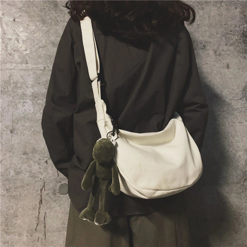 New【Canvas Crossbody Bag Large Capacity Hip-Hop Street Style For Both Men And Women】