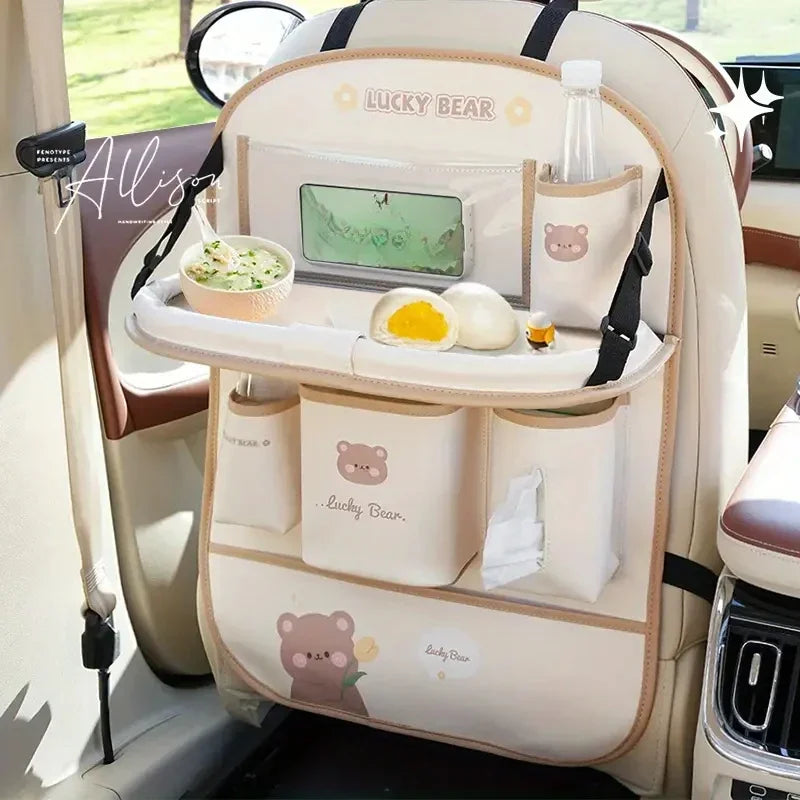 Car Seat Back Organizer - Rear Hanging Storage Bag, Backseat Table Tray, Vehicle Mounted Desk Board