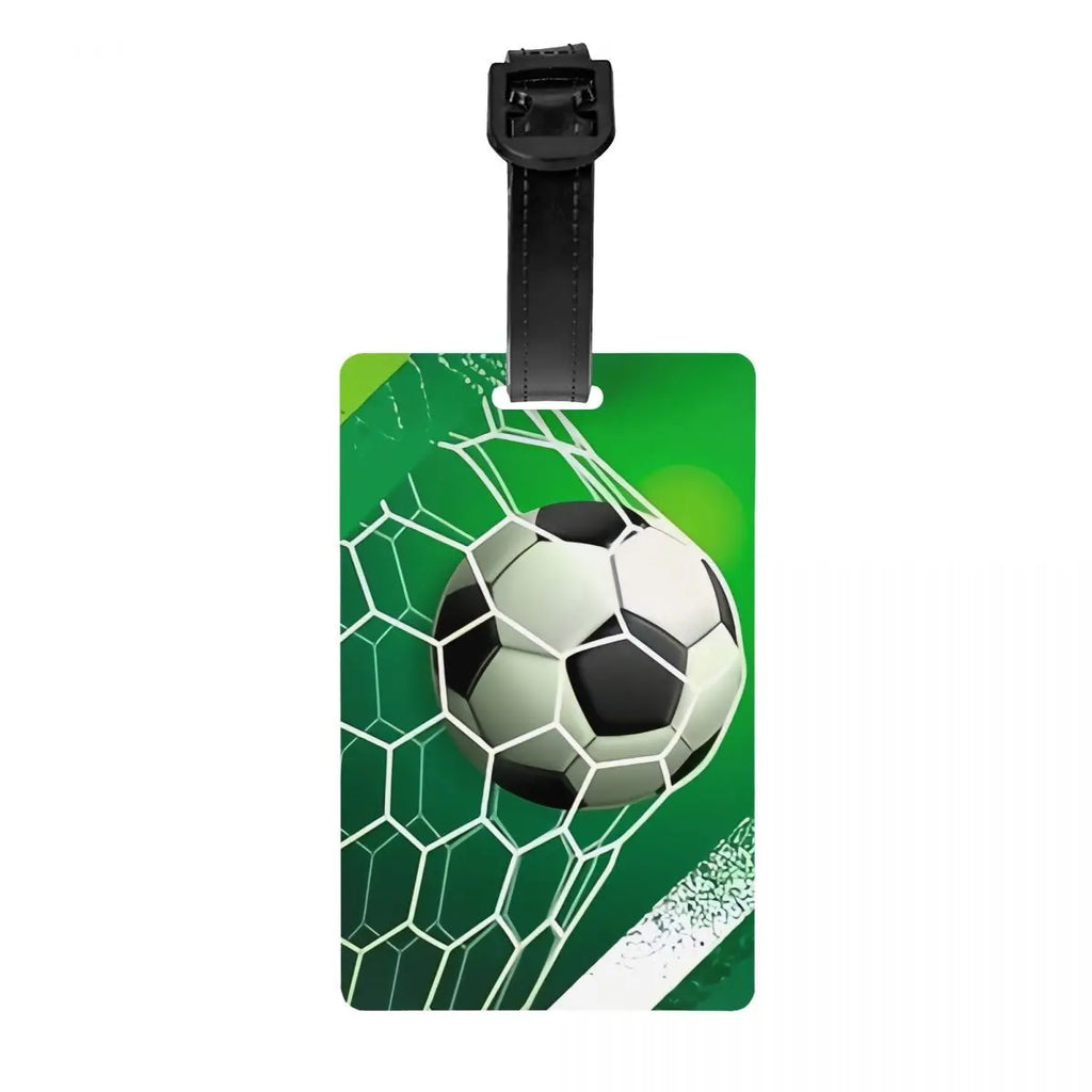 Custom Cool Soccerly Footbally Print Luggage Tag With Name Card Privacy Cover ID Label for Travel Bag Suitcase