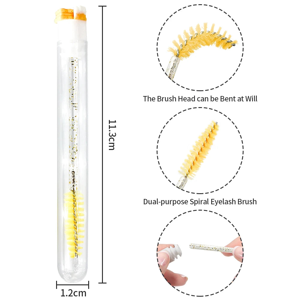 10/50PCS Disposable Eyelash Brushes Reusable Eyelashes Brush Lash Spoolies Brush Dust-proof Cleaner Storage Tubes Makeup Tool