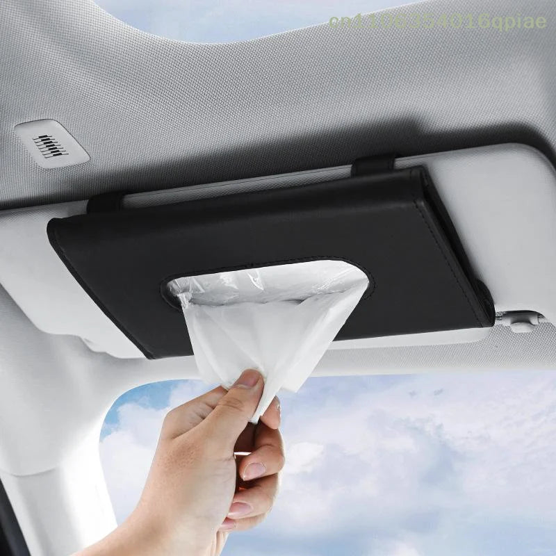 （Summer4）Car Tissue Box Towel Car Sun Visor Tissue Box Holder Auto Storage Decoration
