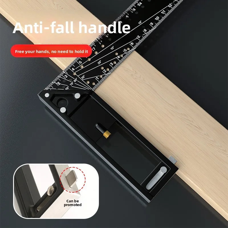 Industrial Grade Multi-Hole Right Angle Ruler 90° High Precision Woodworking Positioning Scribing Angle Square Multi-functional