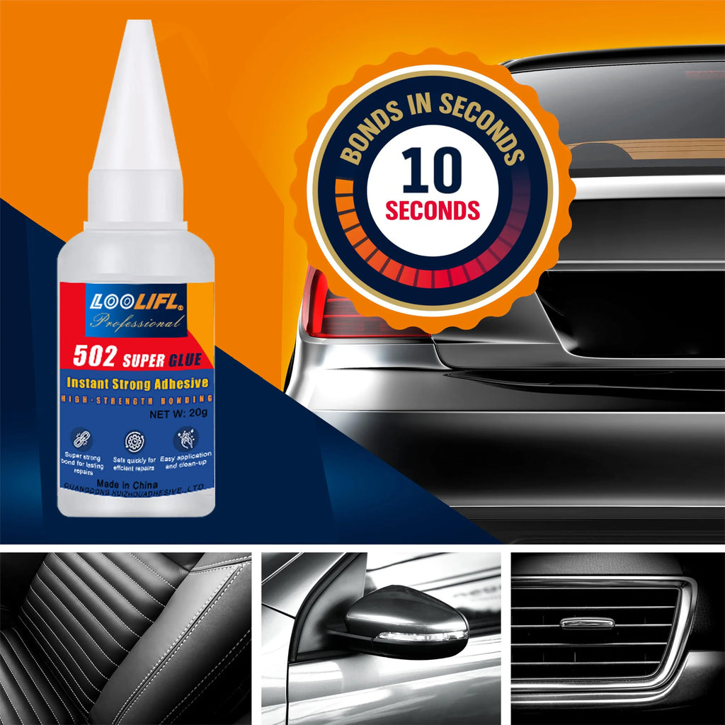 502 High-Strength Cyanoacrylate Glue Fast-Drying Adhesive for Automotive Bumpers, Metal & Plastic, Ideal for Repairs & DIYFixes