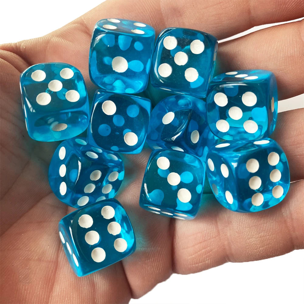 10pcs/Pack Transparent Acrylic Dice 16mm High Quality Multicolour #16 Round Corner Boutique Game Dices Cubes