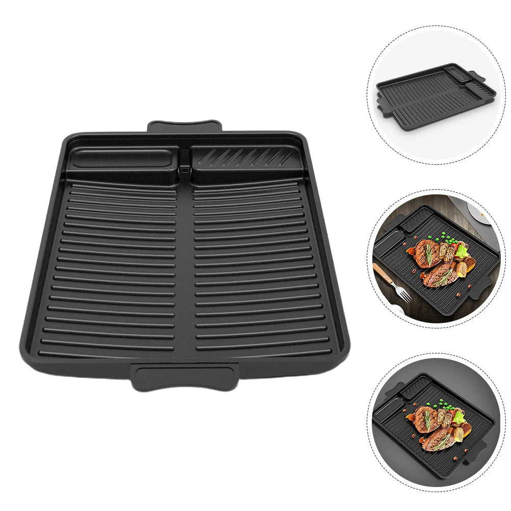 Korean Bbq Pan Large Rectangular Maifan Stone Nonstick Grill Plate Indoor Outdoor Stove Top Camping Barbecue Oil Spill Baking