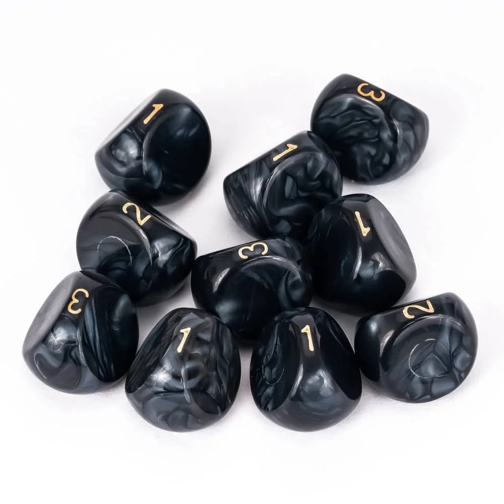 10Pcs D3 Pearl Texture Game Dice 3 Sides D3 Die New Design 16mm Unique Polyhedral Dice Set for Tabletop Role Playing Board Games