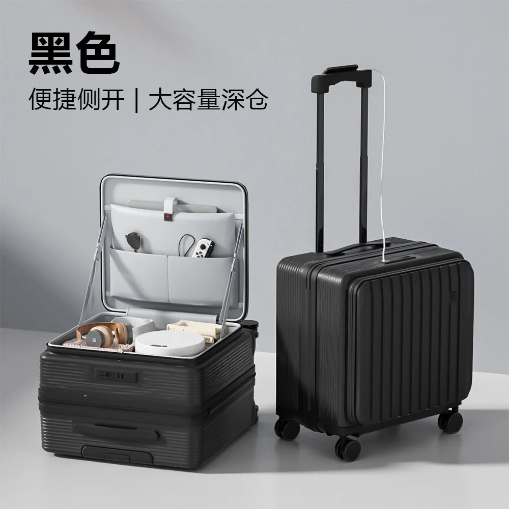 18 Inch Trolley Case With Wheels Travel Suitcase Boarding Case Mini Password Box Suitcase With Cup Holder Rolling Luggage Bag