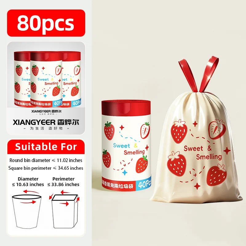 strawberry pattern Tear-free garbage bags home portable Kitchen dormitory enlarged and thickened plastic bag