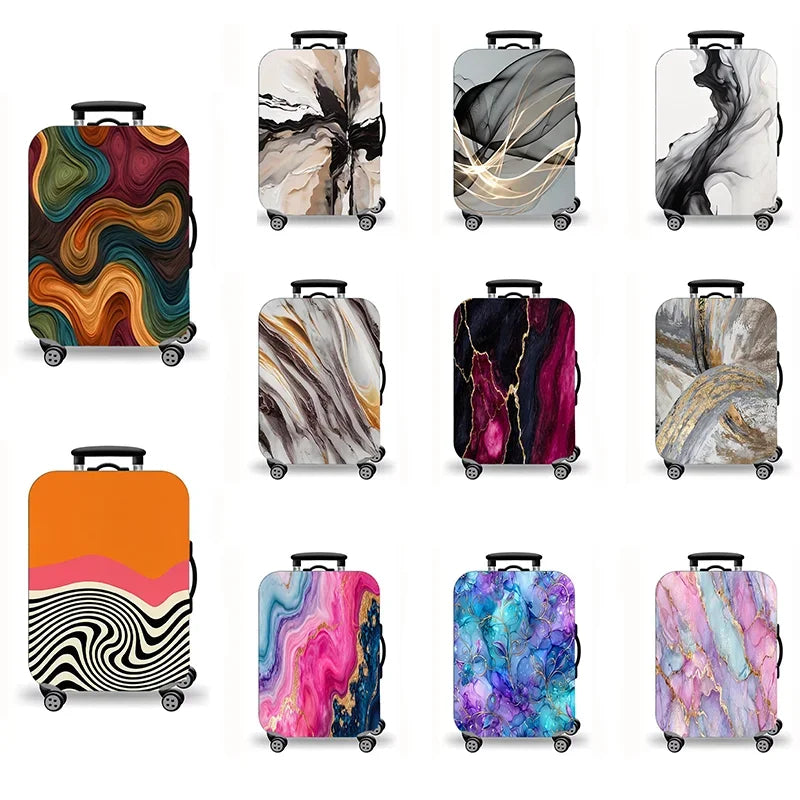 Luggage Cover, Marble Fluid Art Print Stretch Suitcase Protector for Travel, 11 Styles Abstract Modern Design