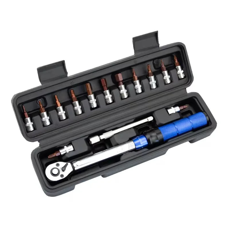 16PCS Bike Torque Wrench Set 1-25Nm Pre-set Precision Ratchet Tool for Road Bicycle Small Flywheel Repair with Case
