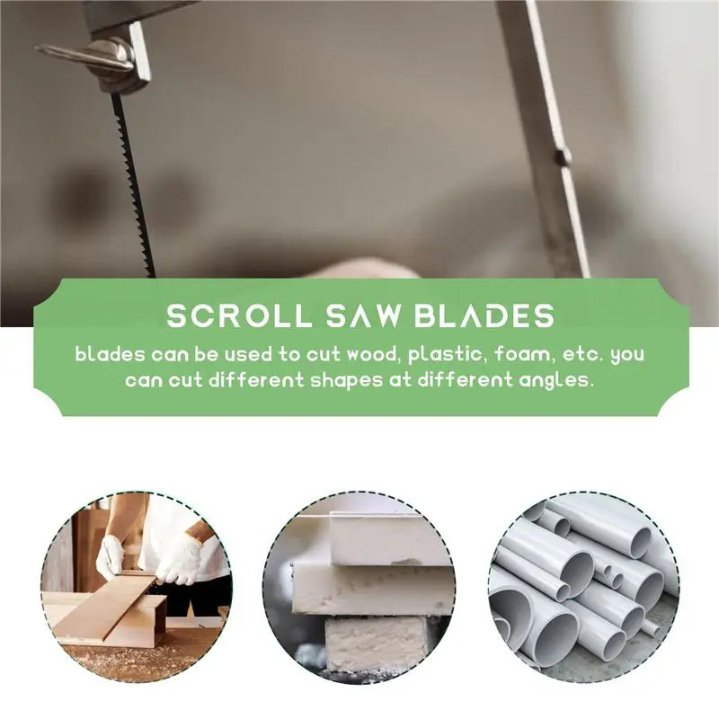 AT21-36Pcs Scroll Saw Blades 127Mm Carbon Steel Fretsaw Blades With Cross Pin 15/18/24 Teeth Standard Fine Cut Saw Blades