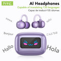 HTC Wireless Bluetooth Earphones NE54 Earclip AI Translator Earbud Smart Touch Screen HIFI Music Bone Conduction Headphones