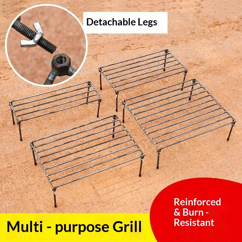 Outdoor Firewood Pot Rack Picnic Barbecue Smoked Bacon Detachable BBQ Rack for Camping And Gardening
