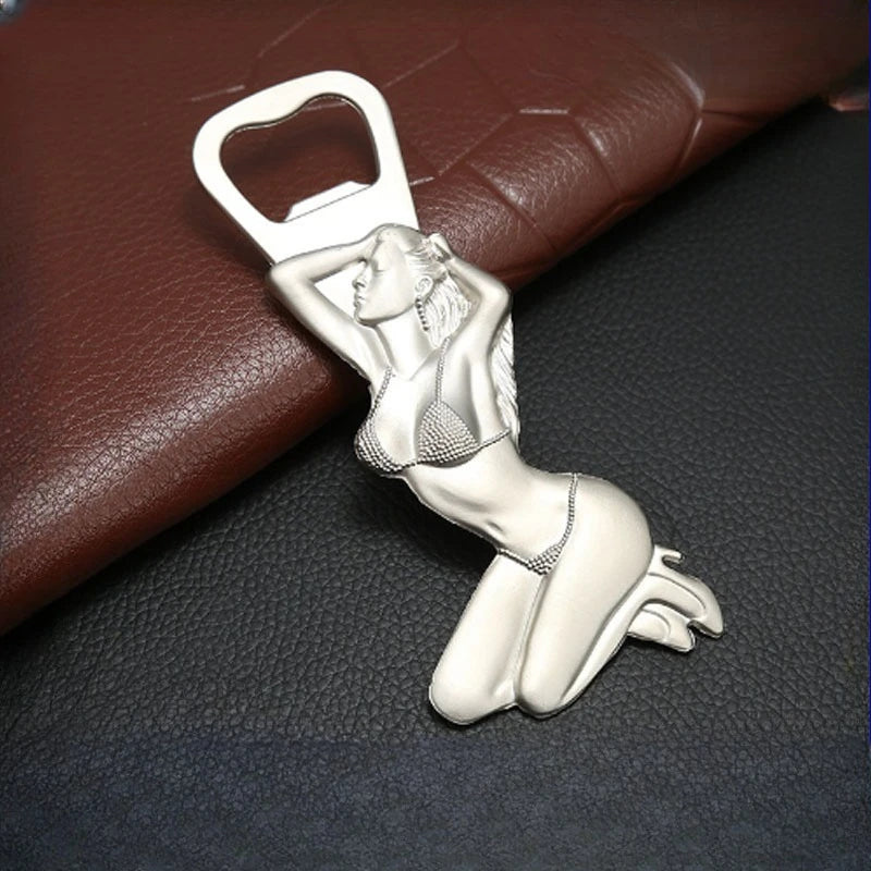 Western Beauty Bottle Opener, Fridge Magnet Metal Bottle Opener, Unique Restaurant Beer Opener, Zinc Alloy