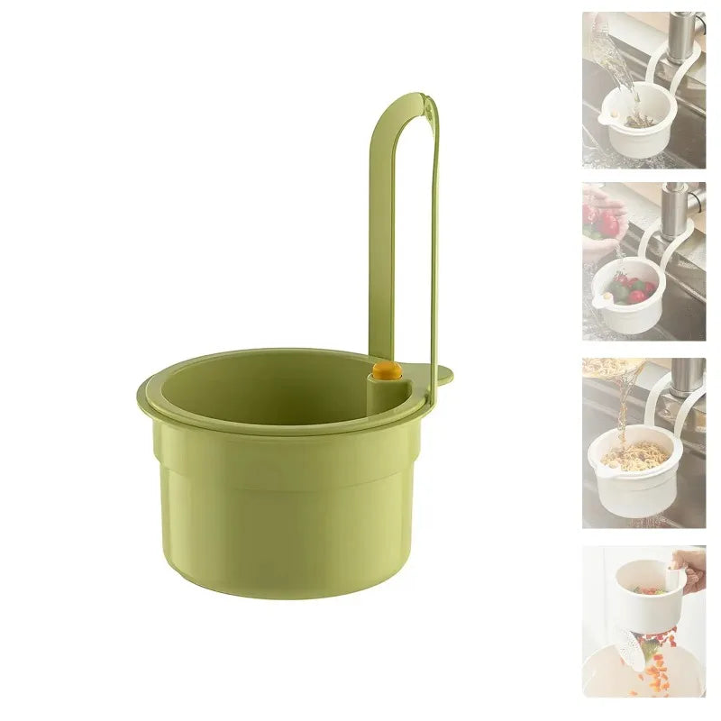 Kitchen Sink Strainer Basket with Faucet Hanging Waste Catcher And Draining Filter Press for Easy Dumping