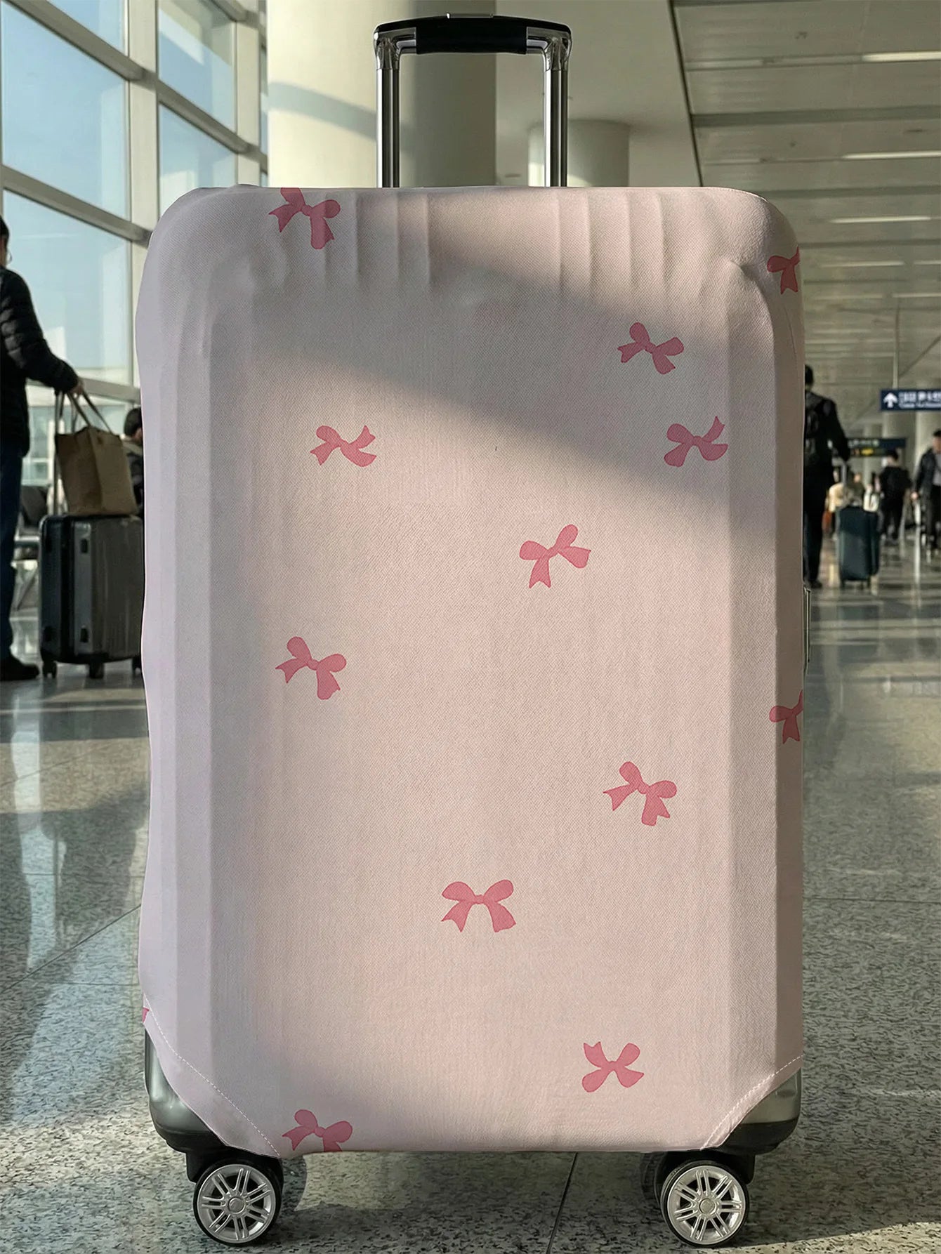 Coquette Pink Bow Full Print Luggage Cover, Suitable for 18-32 Inch Luggage Cover, Luggage Handle Glove, Travel Accessories