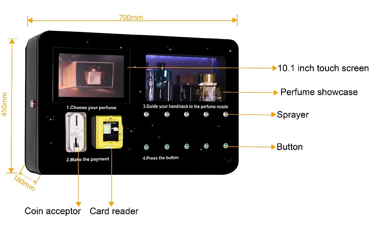 Automatic Fragrance Sampling Kiosk Perfume Dispenser Machine with Cashless Payment Wholesale Customized