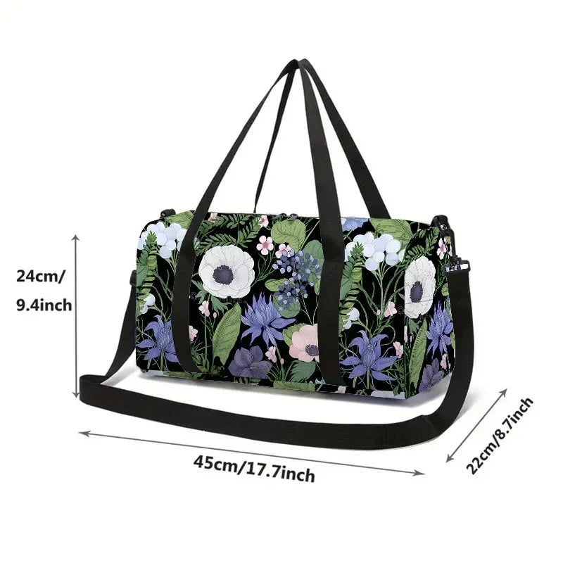 Forest Flowers Large Capacity Luggage Bag for Boy and Girls Best Gifts 2D Flat Cartoon Travel Duffels Hand Bag for Children