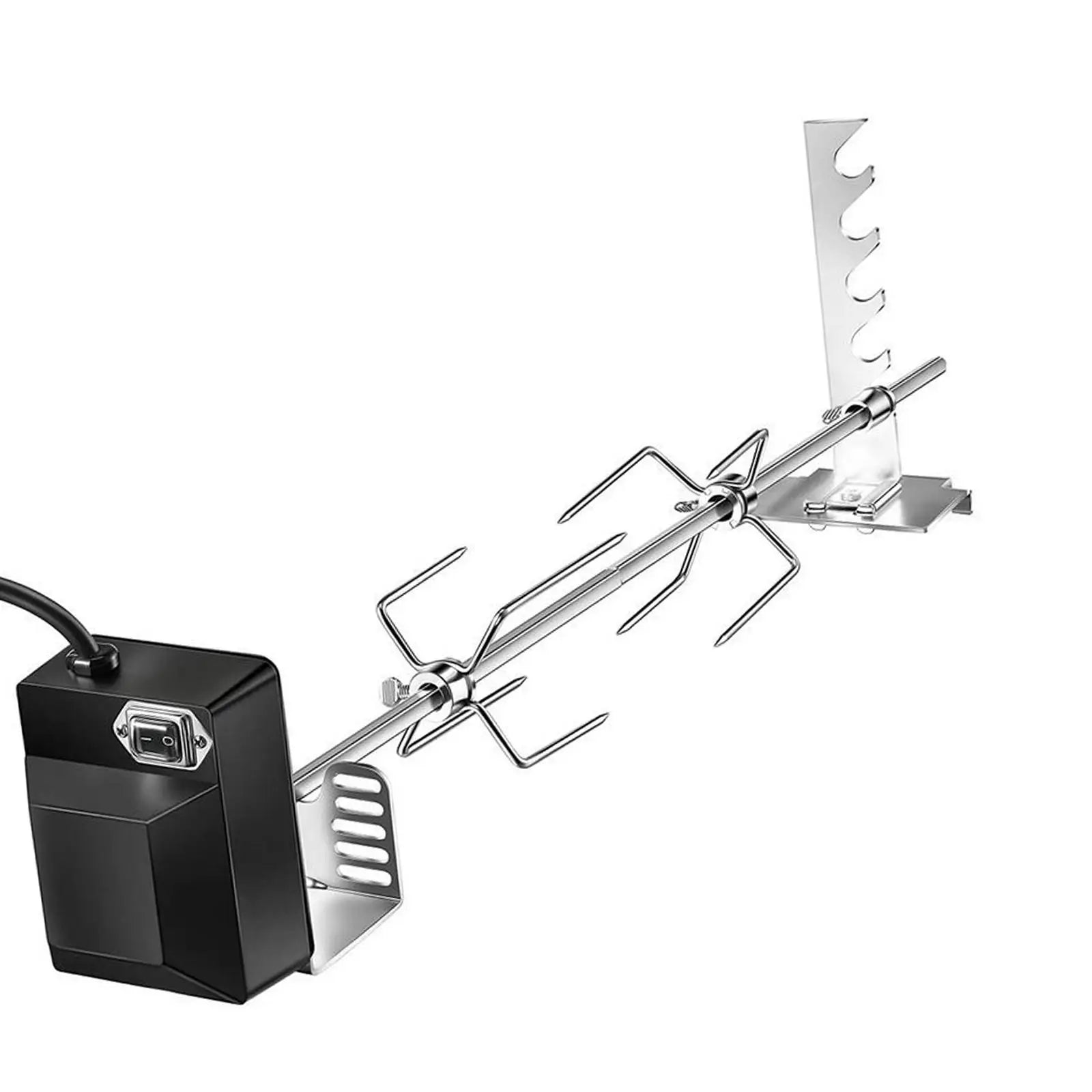 Rotisserie Grill Kit Sturdy Meat Fork Holders Barbecue Bracket Automatic Rotary Frame Tool Set for Outdoor Picnic Hiking EU Plug