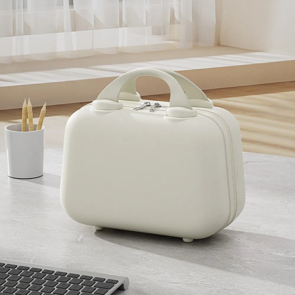 Storage Toiletry Box Solid Color Suitcase Square Box Large Capacity 14-inch Cosmetic Cases Portable Zipper Makeup Case Travel