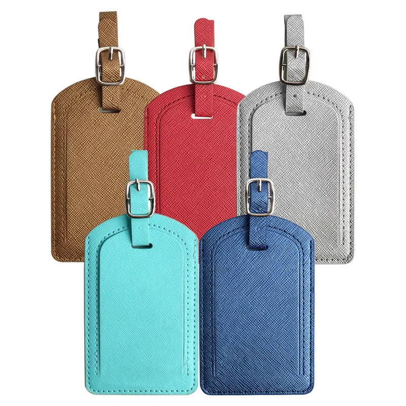 Multi Color Saffiano PU Luggage Tag Leather Travel Boarding Tag