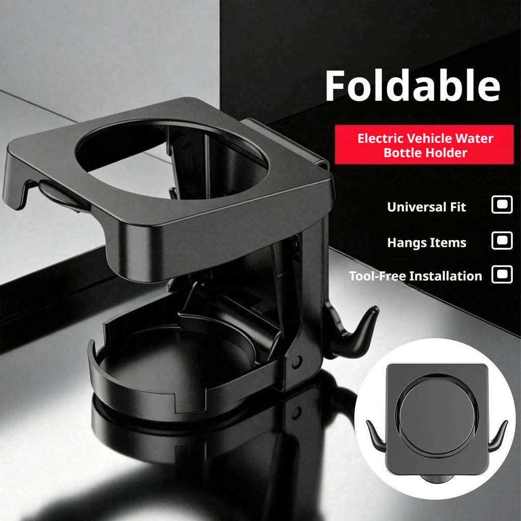 SEAMETAL Universal Foldable Cup Holder For Car & Motorcycle Anti-Slip Drink Holder With Hook Multifunctional Beverage Stand