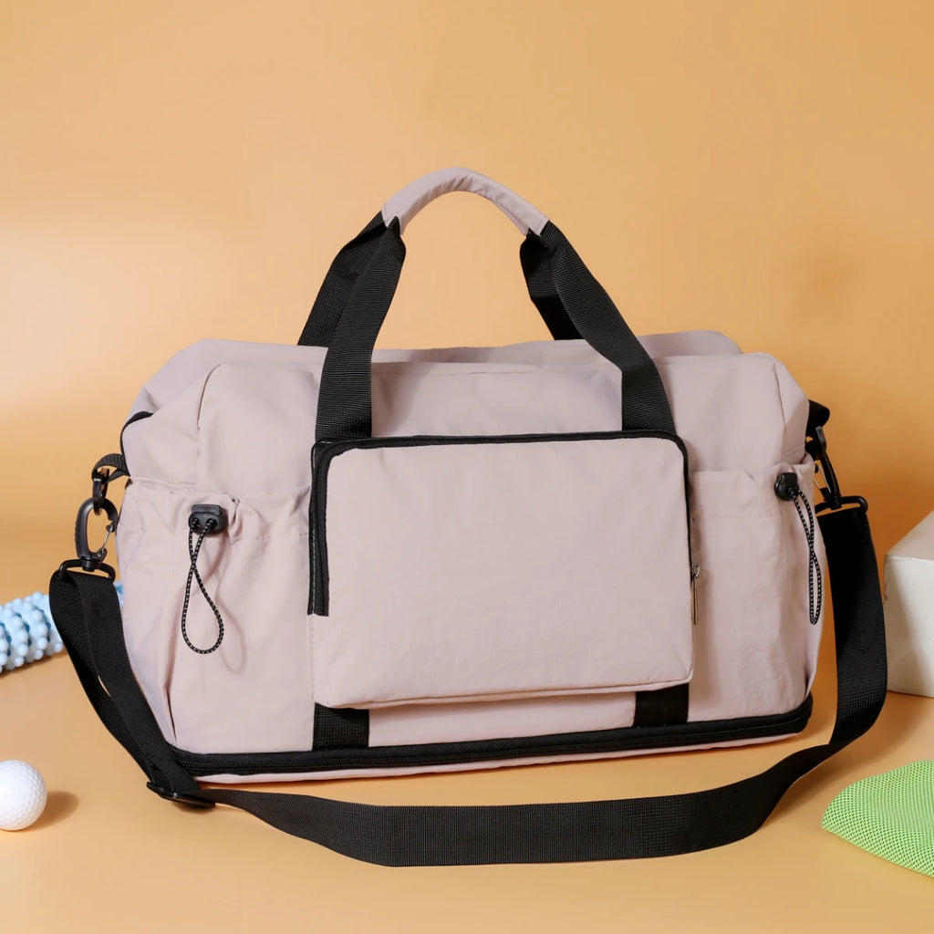 Travel Bag with Large Capacity for Short-Distance Travel, Storage Luggage Bag, Portable Lightweight Crossbody Sports and Fitness Bag for Women, Expandable and Can Be Attached to a Trolley Case