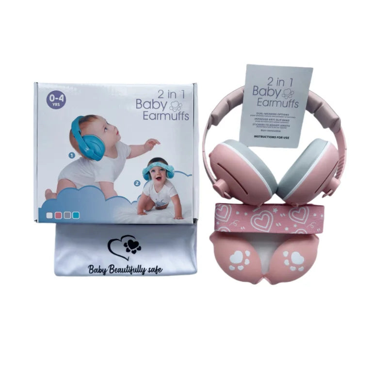 2 in 1 Baby Earmuff Mini-headset Adjustable Noise-proof Ear Protection Kids' Outdoor Sleep and Airplane Anti-noise Earmuffs