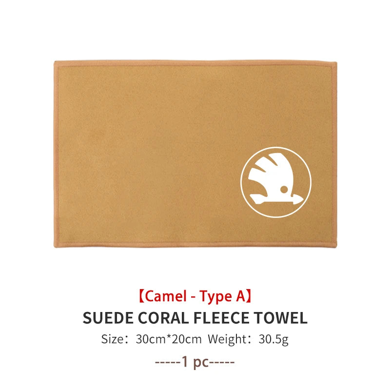 For Skoda Car Logo Cleaning Cloth Absorbent Dry Cloth Auto Wash Accessories Kamiq MK3 Roomster Rapid Kodiaq Karoq Fabia Enyaq