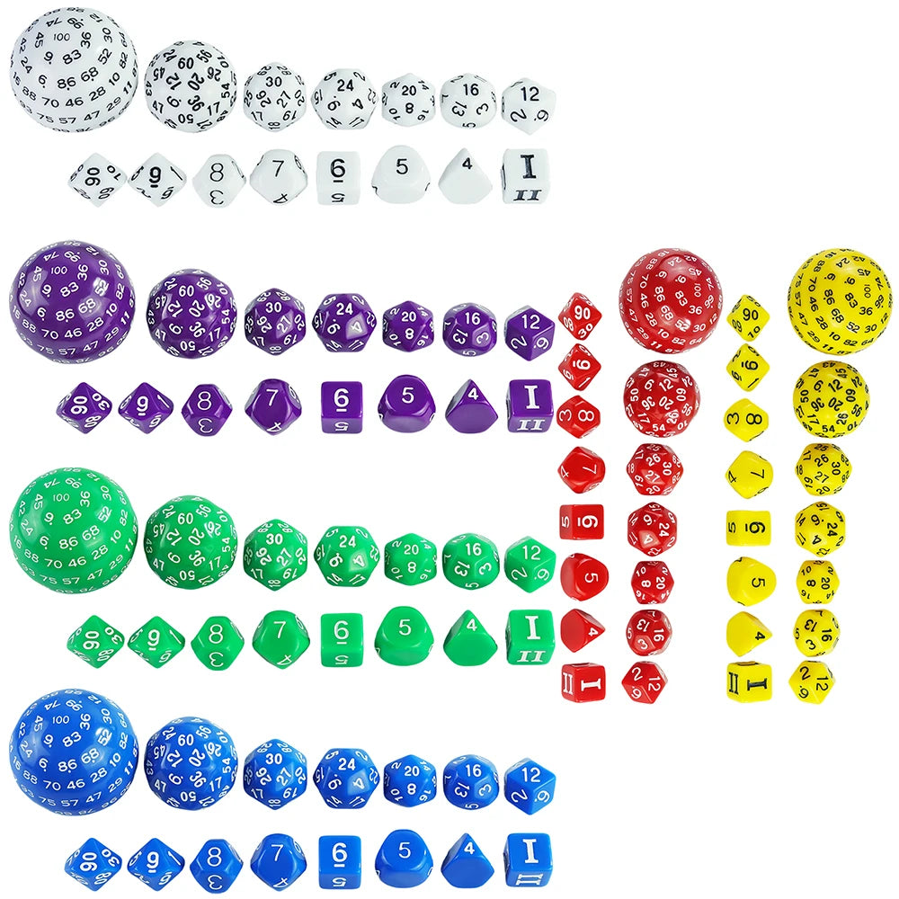 15 Pieces Acrylic Opaque Polyhedral Dice Set D3-D100 Game Dice with Velvet Dice Bag for DND Role Playing Table Games Party