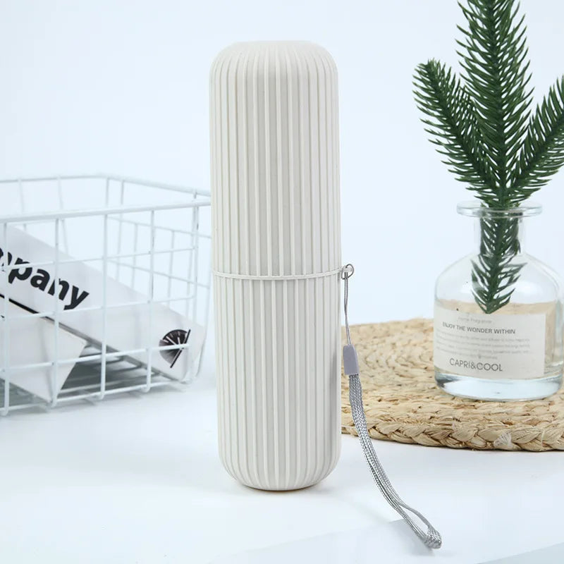 Portable Vertical-Striped Travel Wash Cup Simple Household Mouthwash Cup with Toothbrush And Toothpaste Storage Box