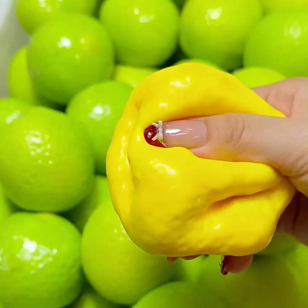 Handmade Crunchy Lemon Mango Stress Ball Squeeze Toy, Color-Changing Squishy Fidget Ball, ASMR Sensory Stress Relief Toy