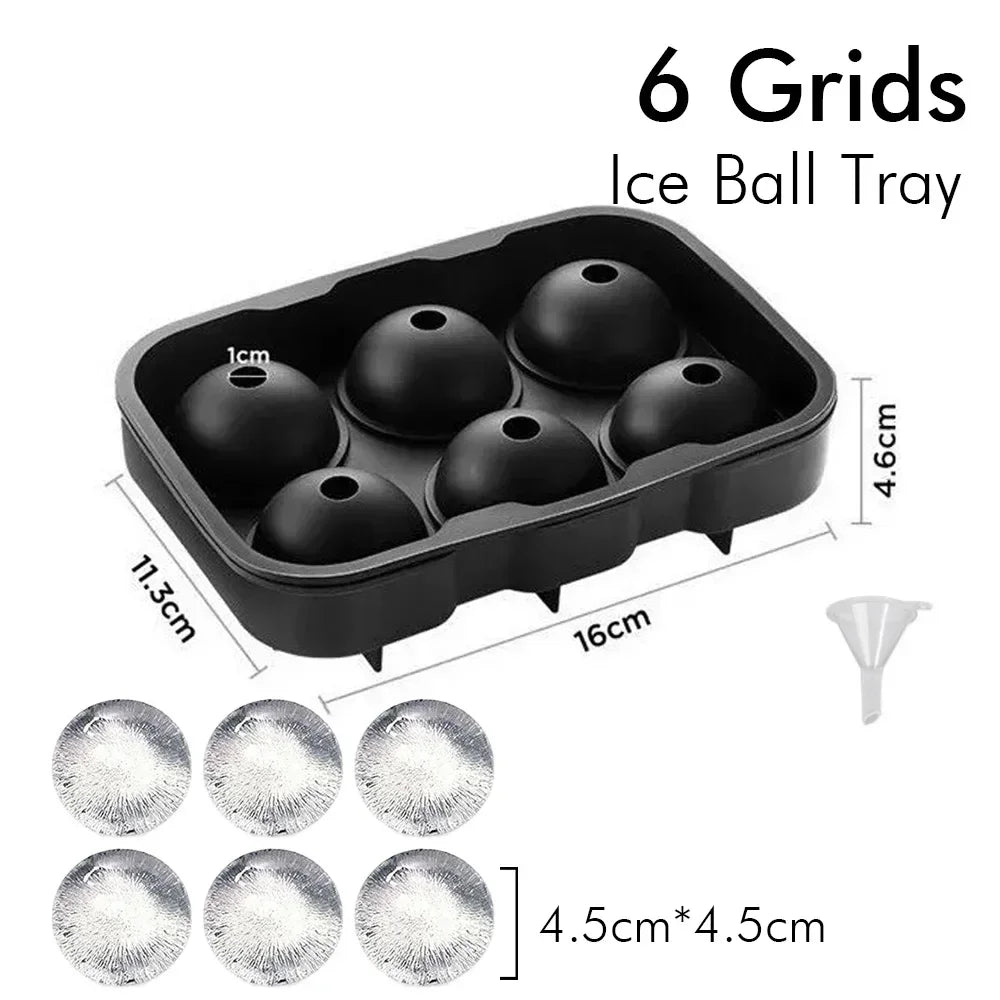 Ice Cube Tray Silicone Ice Ball Freezer Mold Square Ice Cube Maker with Lid 4/6/8 Grids for Whiskey Cocktail Coffee Accessories